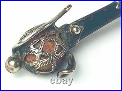 Antique Victorian Scottish agate, bloodstone & Sterling Silver sword brooch