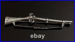 Antique Victorian Scottish silver musket brooch