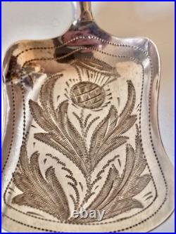 Antique Victorian Silver Caddy Spoon Hilliard & Thomason 1856 Scottish Thistle