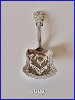 Antique Victorian Silver Caddy Spoon Hilliard & Thomason 1856 Scottish Thistle