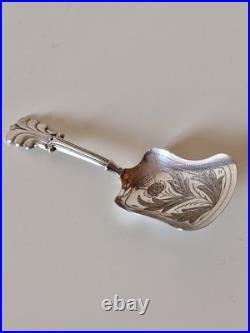 Antique Victorian Silver Caddy Spoon Hilliard & Thomason 1856 Scottish Thistle