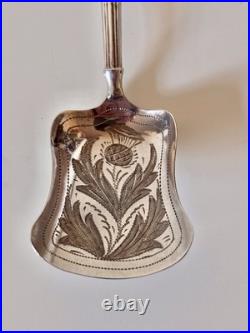 Antique Victorian Silver Caddy Spoon Hilliard & Thomason 1856 Scottish Thistle
