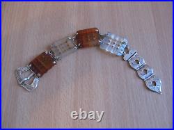 Antique, Victorian, Silver, Scottish Agate, Buckle Bracelet