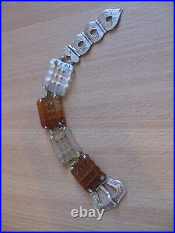 Antique, Victorian, Silver, Scottish Agate, Buckle Bracelet