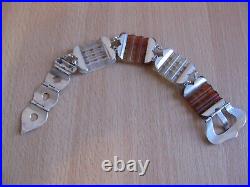 Antique, Victorian, Silver, Scottish Agate, Buckle Bracelet