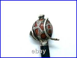 Antique Victorian Sterling Silver Agate Shield Sword Kilt Brooch Lozenge Mark