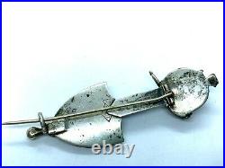 Antique Victorian Sterling Silver Agate Shield Sword Kilt Brooch Lozenge Mark