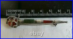 Antique Victorian Sterling Silver Bloodstone Agate Scottish Dirk Kilt Pin Brooch