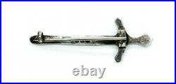 Antique Victorian Sterling Silver Celtic Scottish Sword Pin Brooch Hallmarked