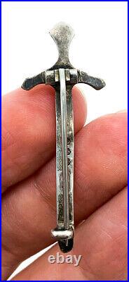 Antique Victorian Sterling Silver Celtic Scottish Sword Pin Brooch Hallmarked