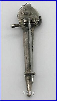 Antique Victorian Sterling Silver Scottish Agate Amber DIRK SWORD Pin / Brooch