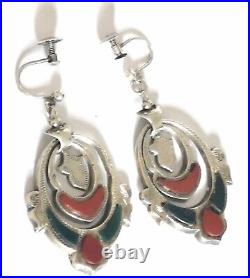 Antique Victorian Sterling Silver Scottish Agate Earrings