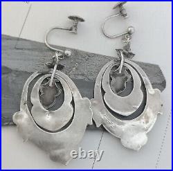 Antique Victorian Sterling Silver Scottish Agate Earrings