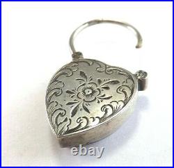 Antique Victorian Sterling Silver Scottish Agate Engraved Padlock FREE P&P