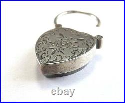 Antique Victorian Sterling Silver Scottish Agate Engraved Padlock FREE P&P