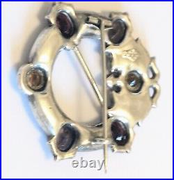 Antique Victorian Sterling Silver Scottish Agate Large Brooch with Kite Mark