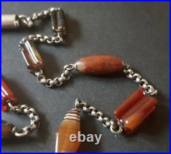 Antique Victorian Sterling Silver Scottish Agate Necklace