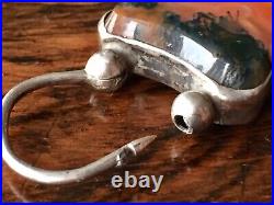 Antique Victorian Sterling Silver Scottish Agate Padlock Clasp Chased 1.3 Inch