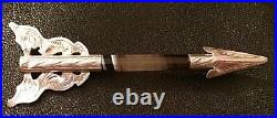 Antique Victorian Sterling Silver Scottish Banded Agate Arrow Brooch Pin 3.25