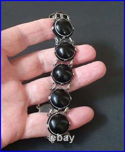 Antique Victorian Sterling Silver Scottish Bullseye Banded Agate Bracelet