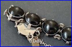 Antique Victorian Sterling Silver Scottish Bullseye Banded Agate Bracelet
