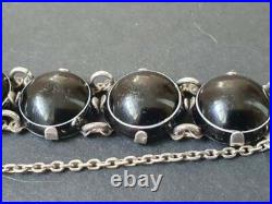 Antique Victorian Sterling Silver Scottish Bullseye Banded Agate Bracelet