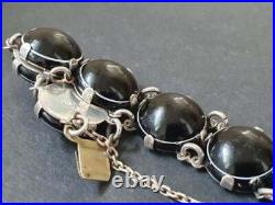Antique Victorian Sterling Silver Scottish Bullseye Banded Agate Bracelet