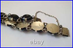 Antique Victorian Sterling Silver Scottish Bullseye Banded Agate Bracelet