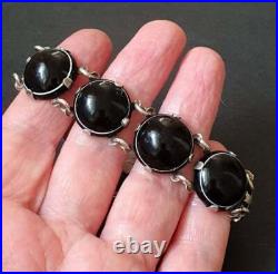 Antique Victorian Sterling Silver Scottish Bullseye Banded Agate Bracelet