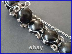 Antique Victorian Sterling Silver Scottish Bullseye Banded Agate Bracelet