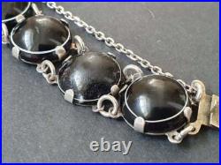 Antique Victorian Sterling Silver Scottish Bullseye Banded Agate Bracelet