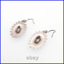 Antique Victorian Sterling Silver Scottish Earrings Montrose Lace Agate Hook