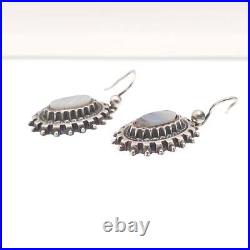 Antique Victorian Sterling Silver Scottish Earrings Montrose Lace Agate Hook