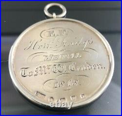 Antique Victorian Sterling Silver Scottish Horticultural Fob Awards Medal 1848