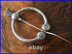 Antique Victorian Sterling Silver Scottish Thistle Penannular Brooch 8.2g