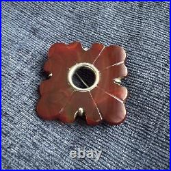 Antique victorian scottish sterling silver carved carnelian brooch