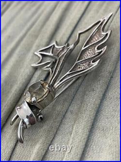 Antler Sterling Silver Vintage Brooch 925 Yellow Citrine Unmarked Scottish