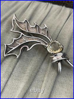 Antler Sterling Silver Vintage Brooch 925 Yellow Citrine Unmarked Scottish