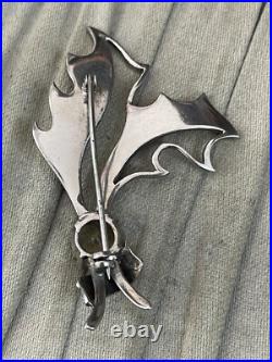 Antler Sterling Silver Vintage Brooch 925 Yellow Citrine Unmarked Scottish