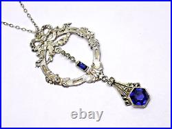 Art Deco Design Scottish Sterling Silver Necklace. 16 Inch Chain. Designer Ej