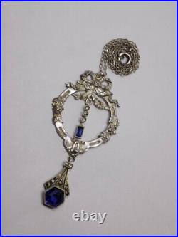 Art Deco Design Scottish Sterling Silver Necklace. 16 Inch Chain. Designer Ej