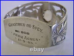 Arts & Crafts Sterling Silver Scottish Thistle Citrine Napkin Ring 1929 Antique Arts & Crafts Sterling Silver Scottish Thistle Citrine Napkin Ring 1929 Antique