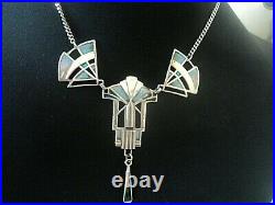 Attractive LARGE Scottish Silver & Enamel Art Deco Pendant 1980s Pat Cheney