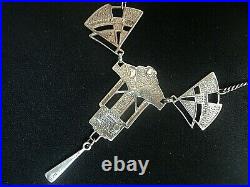 Attractive LARGE Scottish Silver & Enamel Art Deco Pendant 1980s Pat Cheney