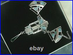 Attractive LARGE Scottish Silver & Enamel Art Deco Pendant 1980s Pat Cheney