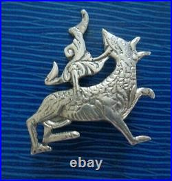 Attractive Scottish Silver Orkney Brooch Ola Gorie c. 1970s MEASHOWE DRAGON