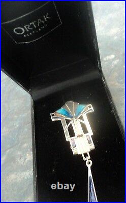 Attractive Scottish Sterling Silver Enamel Art Deco Brooch Pat Cheney / Ortak