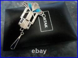 Attractive Scottish Sterling Silver Enamel Art Deco Brooch Pat Cheney / Ortak