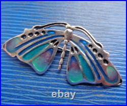 Attractive Scottish Sterling Silver & Enamel Butterfly Brooch Pat Cheney 1980s