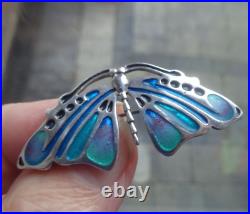 Attractive Scottish Sterling Silver & Enamel Butterfly Brooch Pat Cheney 1980s